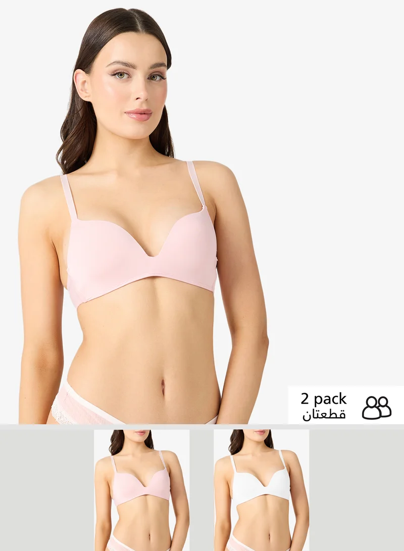 جينجر صدرية مبطنة بدون أسلاك بتصميم مريح وفتحة صدر عميقة لرفع الصدر قطعتين